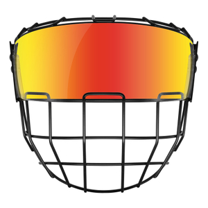 Full Face Revo Red Anti-Fog Hockey Visor Steel Cage Combo